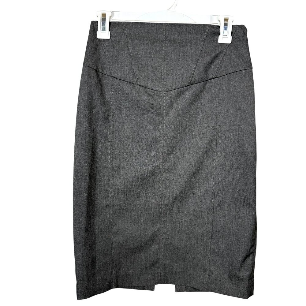 Express Design Studio Pencil Skirt Size 4 Gray Y2K Lace Back Career Stretch